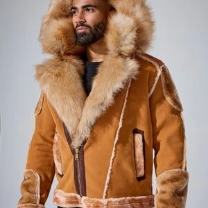 Jordan Craig Tan Shearling Puffer Jacket